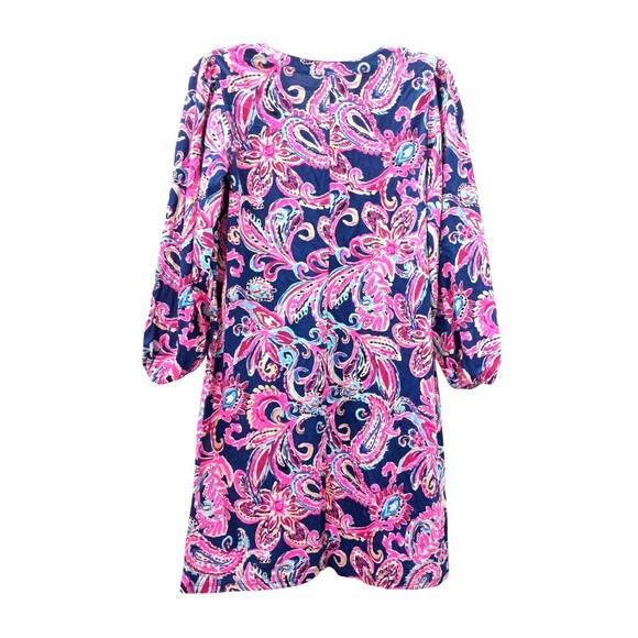 Lilly Pulitzer Emery Dress Medium Multi Pink Navy Flitting About Knit 3/4 Sleeve - Picture 6 of 9
